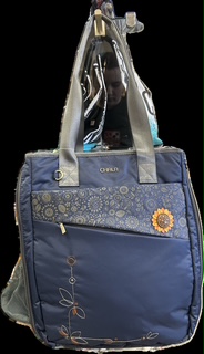 Chala Handbags - Zip Around Tote - Blue Sunflower