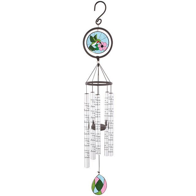 35" STAINED GLASS WIND CHIME - IN OUR HEARTS