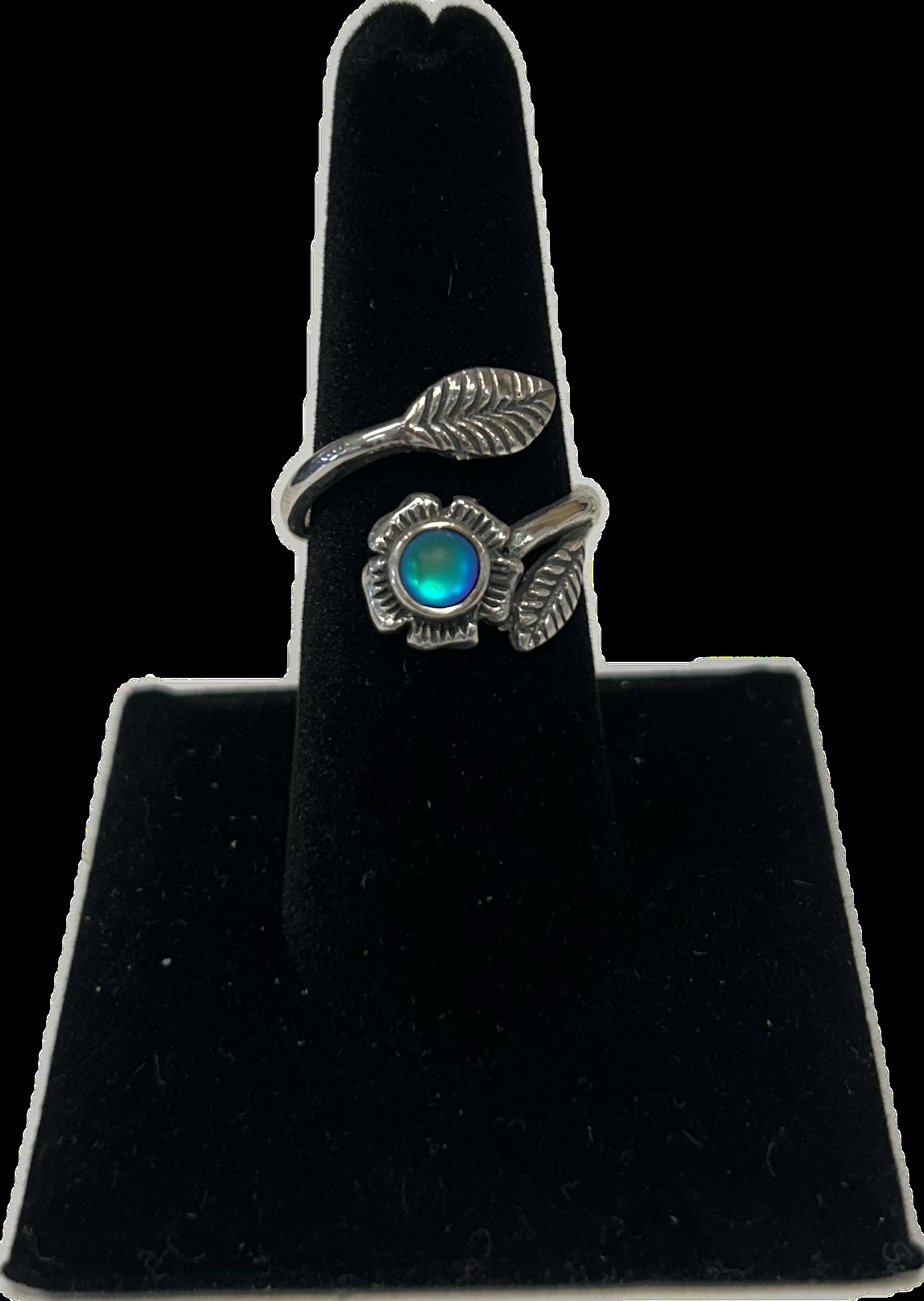 Leight Works Sterling Silver Flower Ring - Green Polished