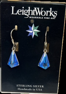 Leight Works Small Triangle Glacier Crystal Earrings Blue Polished