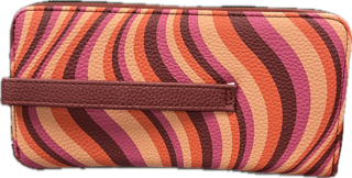 Kedzie - Zippered Clutch - Pink and Brown Stripes