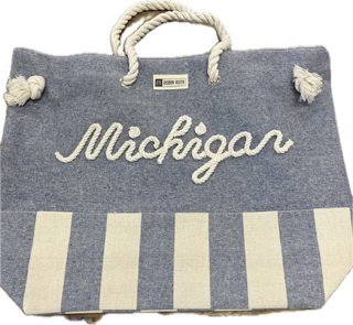 Robin Ruth Michigan Beach Tote - Navy Rope