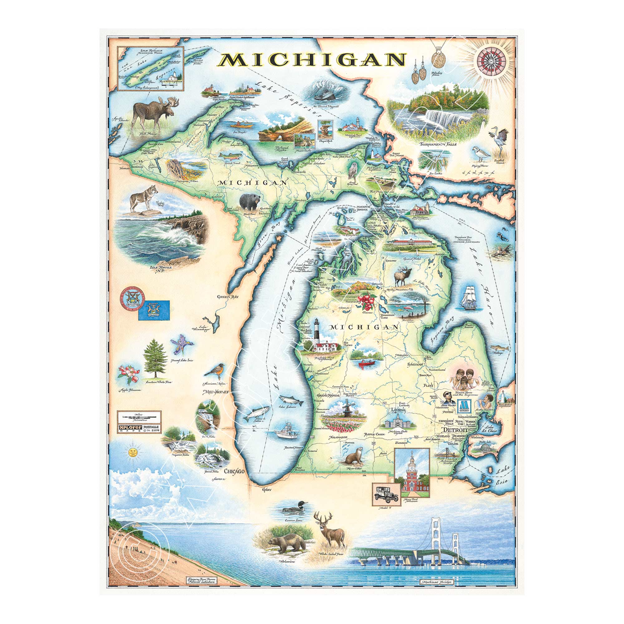 Michigan Map 18 x 24in