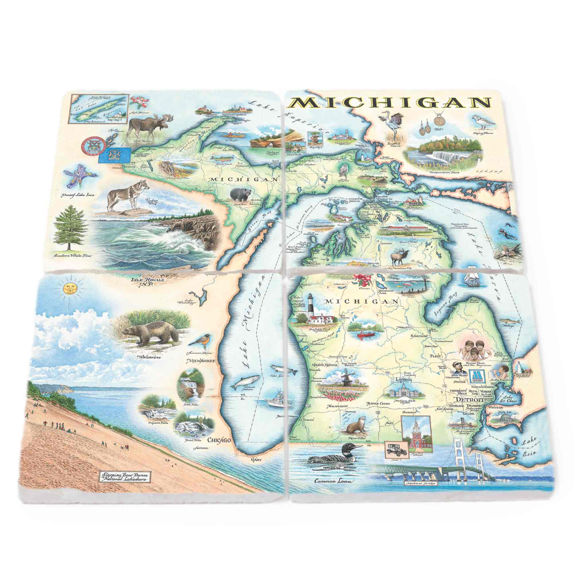 Michigan Natural Stone Coasters Set of 4