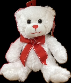 Burton and Burton - White Teddy Bear w/ Red Bow